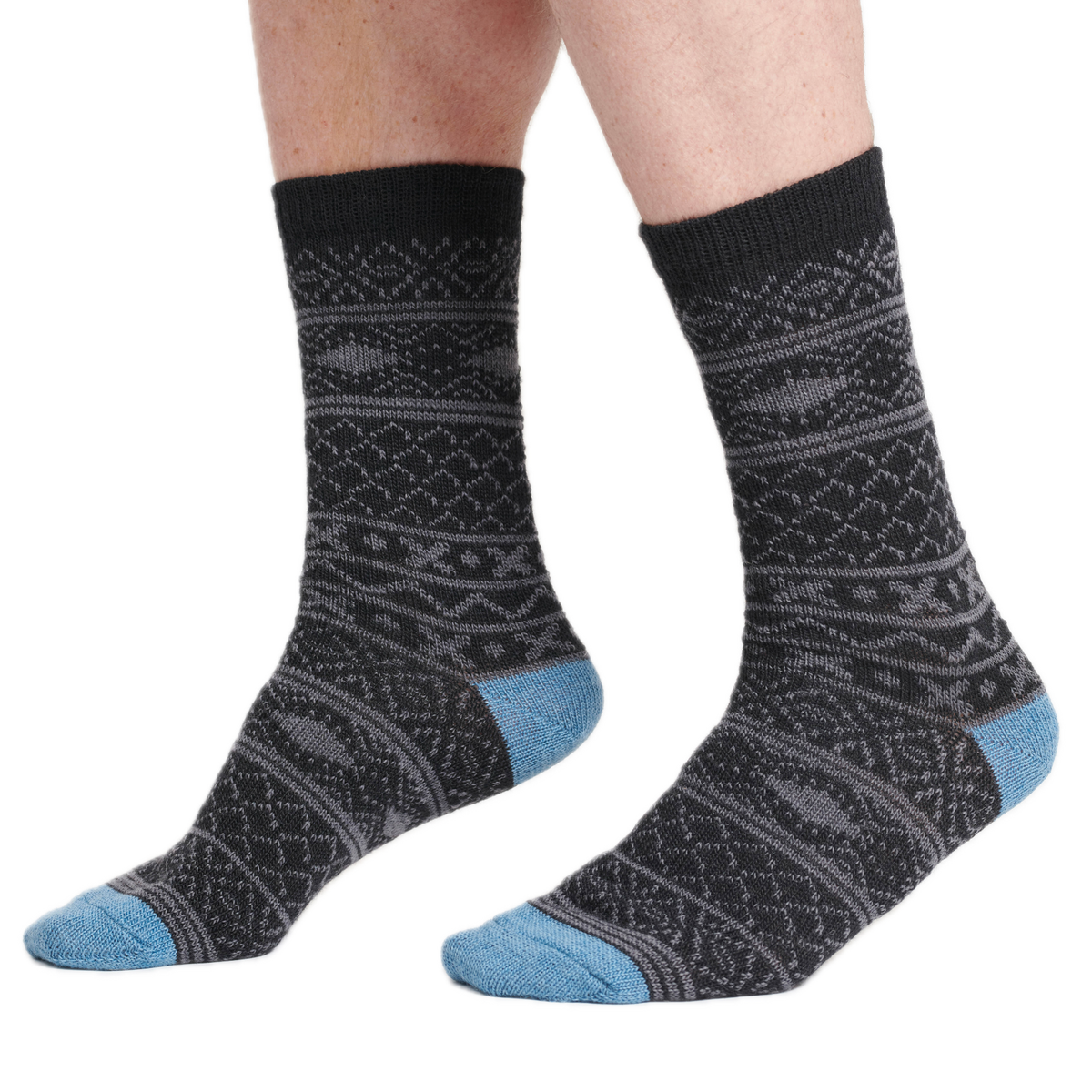 warme Wollsocken mit geometrischen Mustern