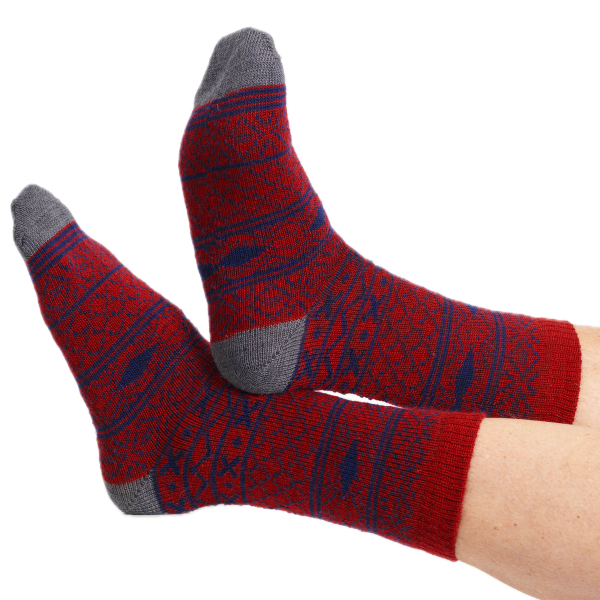 warme Wollsocken mit geometrischen Mustern