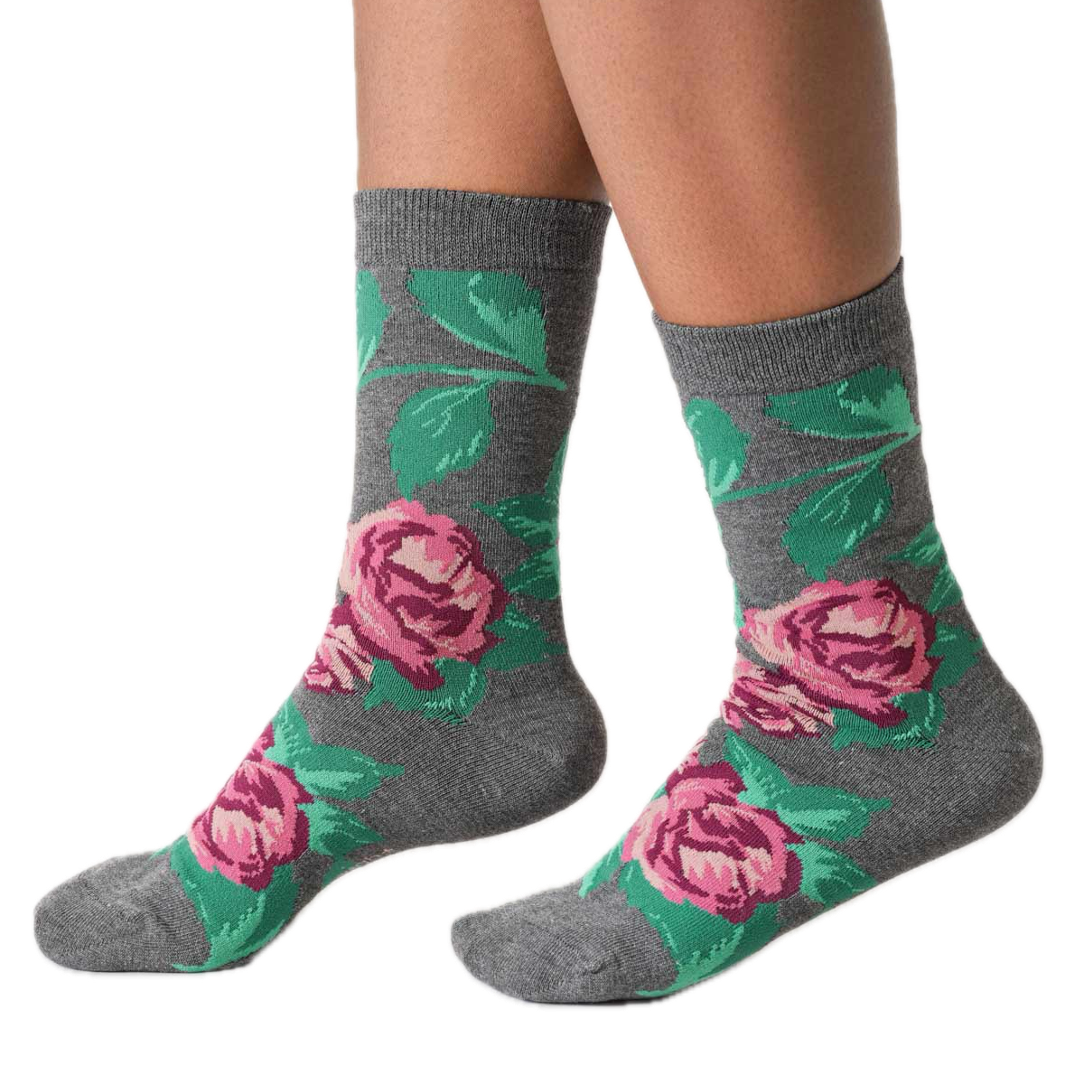 Socken mit eingestrickten Rosen