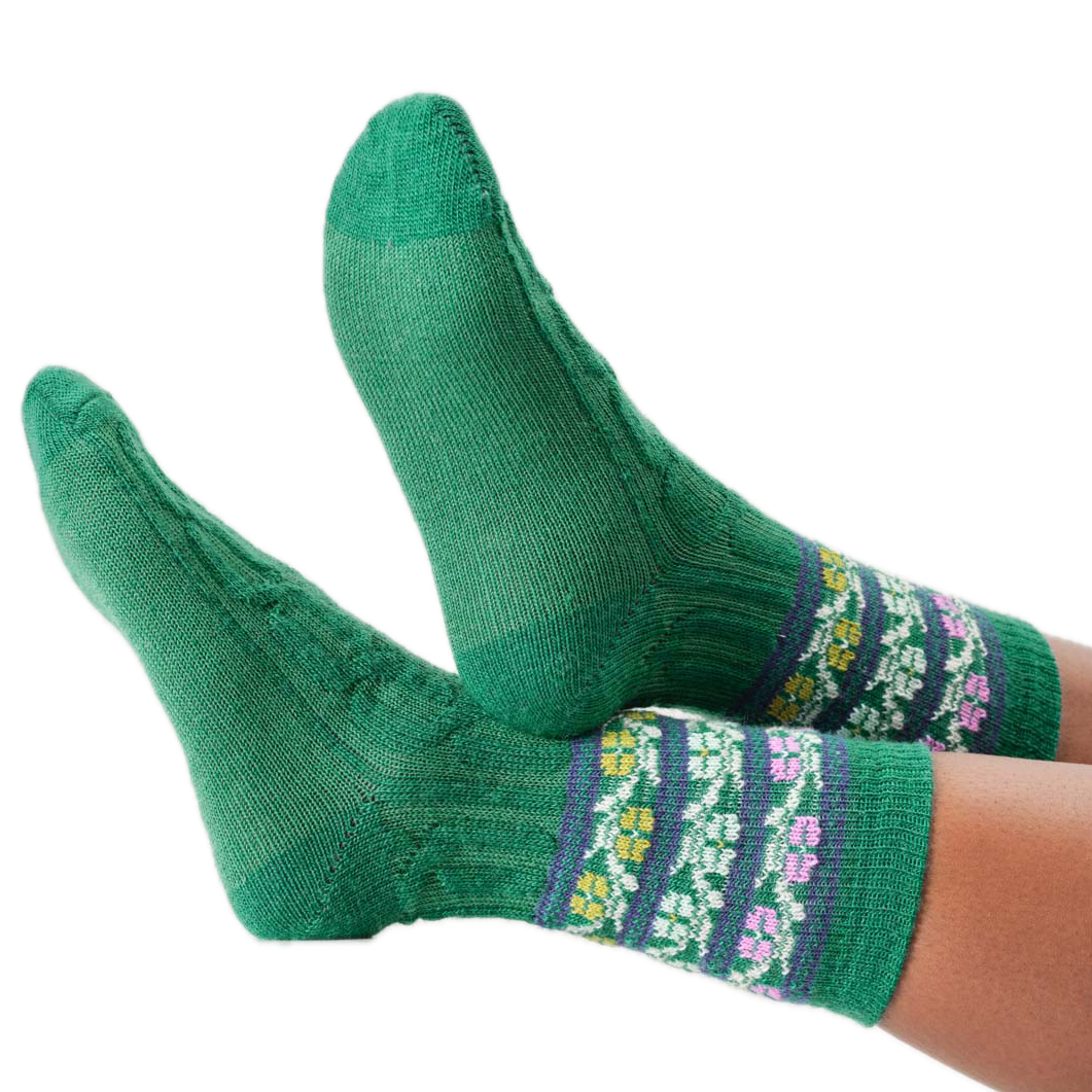 Wollsocken, floral fairisle