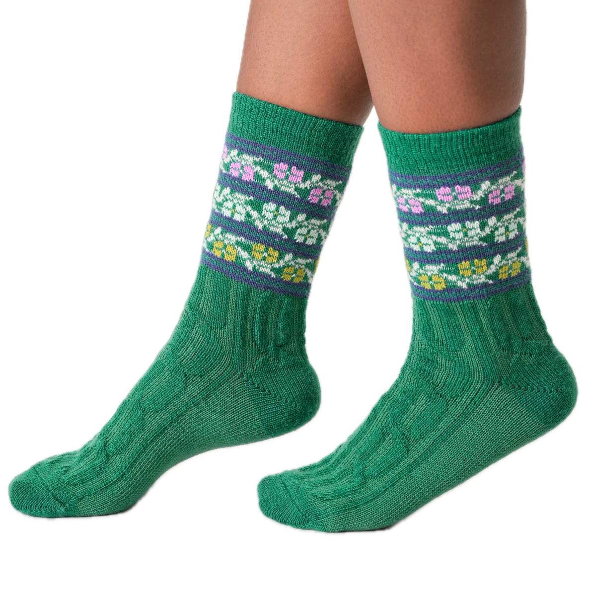 Wollsocken, floral fairisle