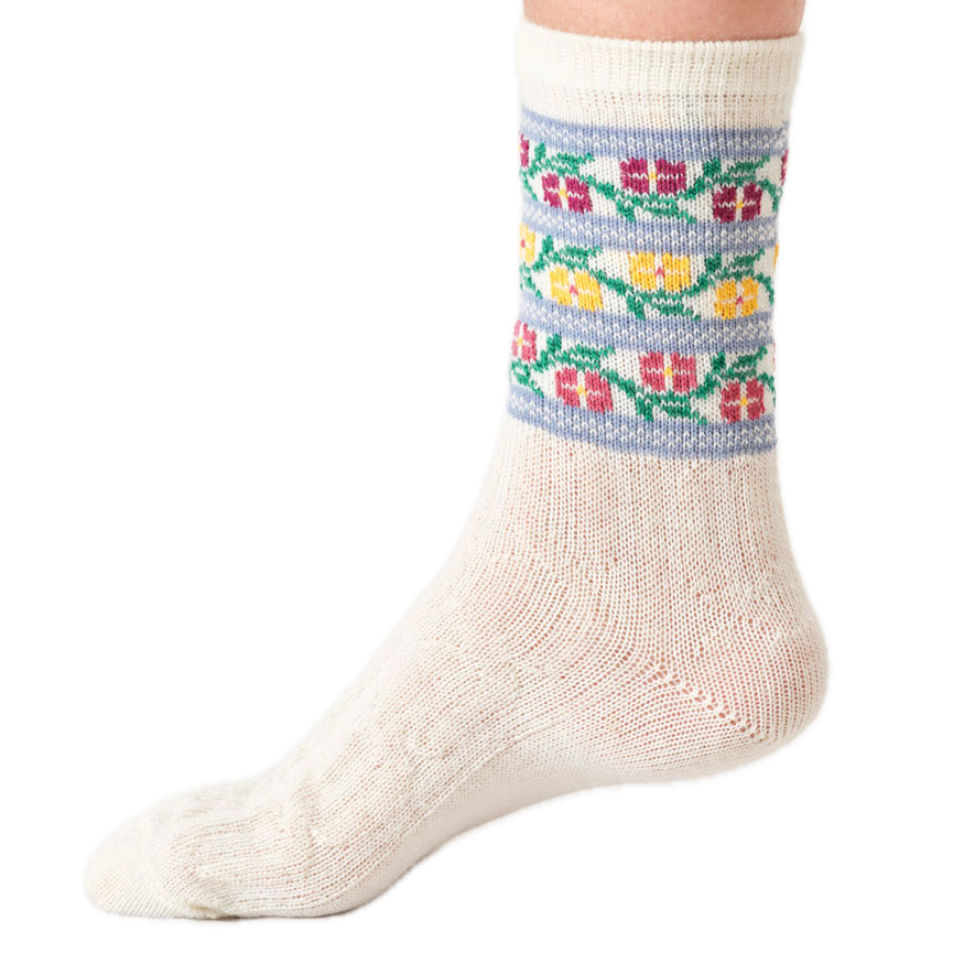 Wollsocken, floral fairisle