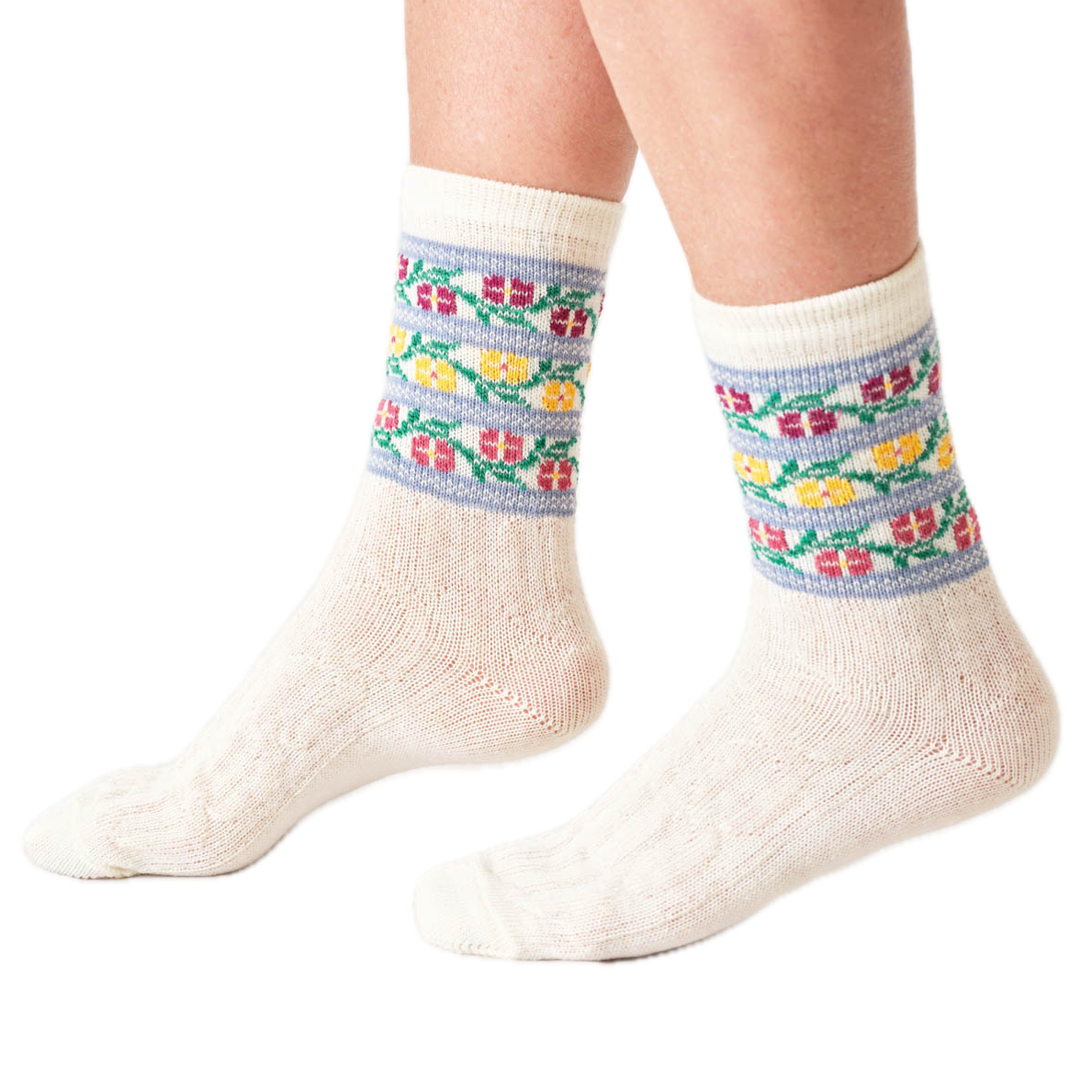 Wollsocken, floral fairisle