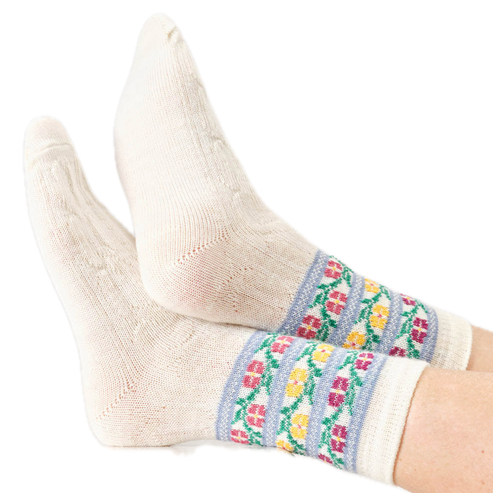 Wollsocken, floral fairisle
