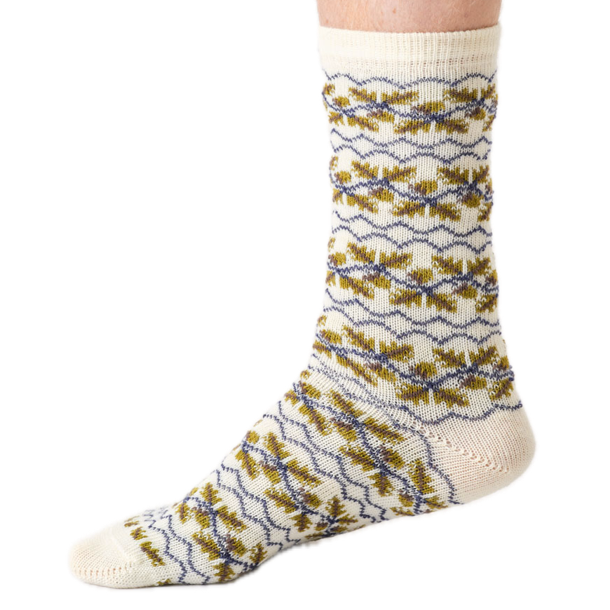 warme Socken mit Blätter-Muster