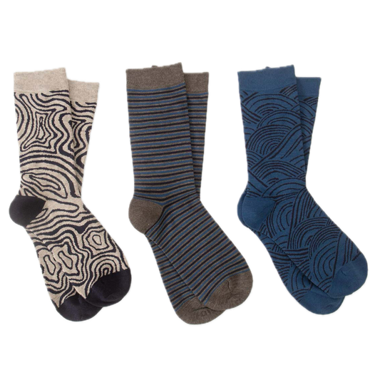 3er-Pack Socken mit Streifen und Mustern