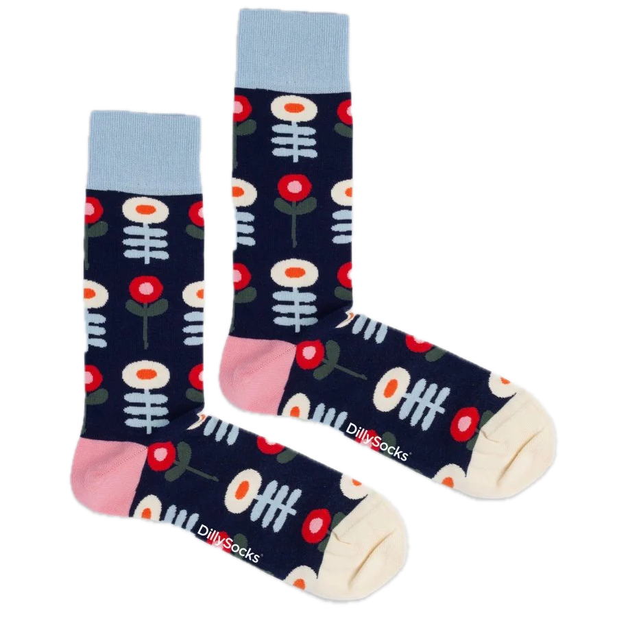 Socken mit Retro-Blumen
