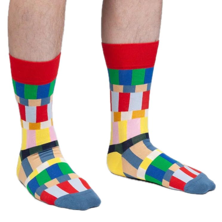 Socken mit Farbblöcken