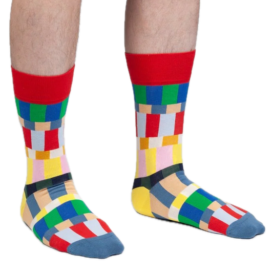 Socken mit Farbblöcken