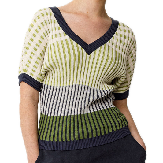 Kloe bunter Kurzarm-Pulli aus Bio-Baumwolle