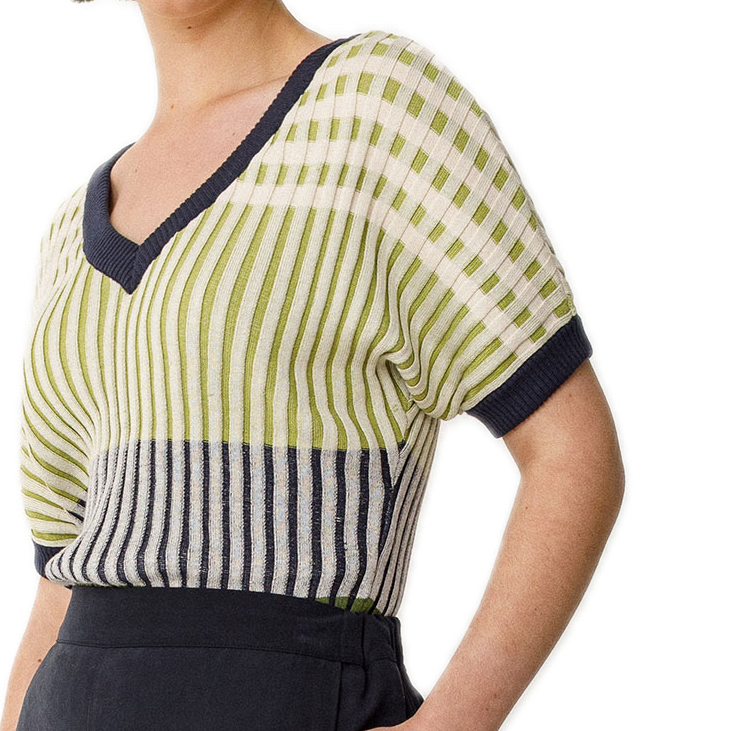 Kloe bunter Kurzarm-Pulli aus Bio-Baumwolle