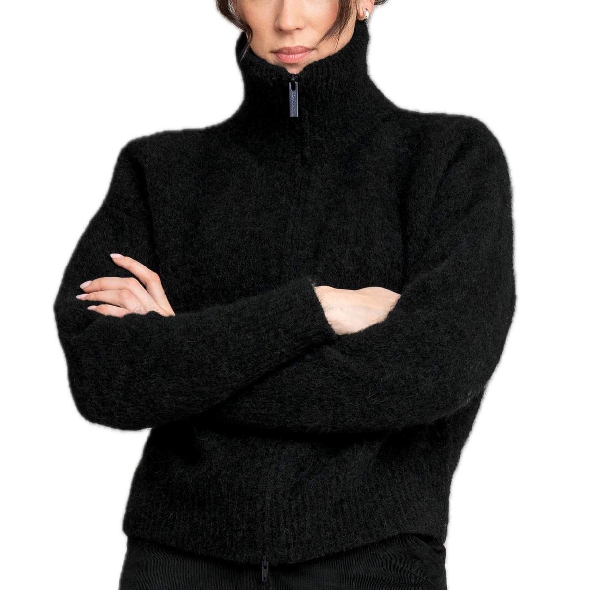 Kuschel-Cardigan mit Zip aus Mohair und Lammwolle