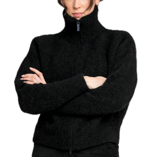 Kuschel-Cardigan mit Zip aus Mohair und Lammwolle