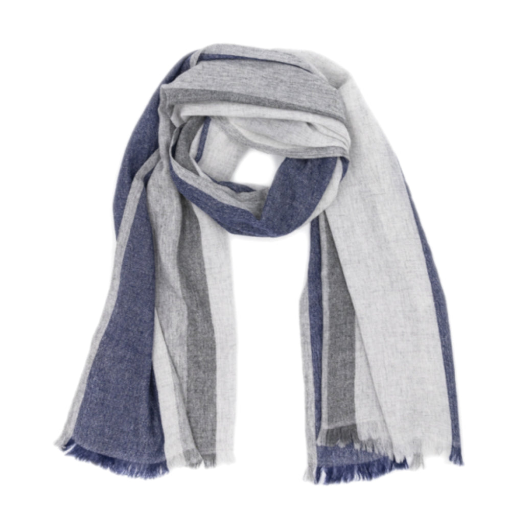 Scarf, gray with color stripes