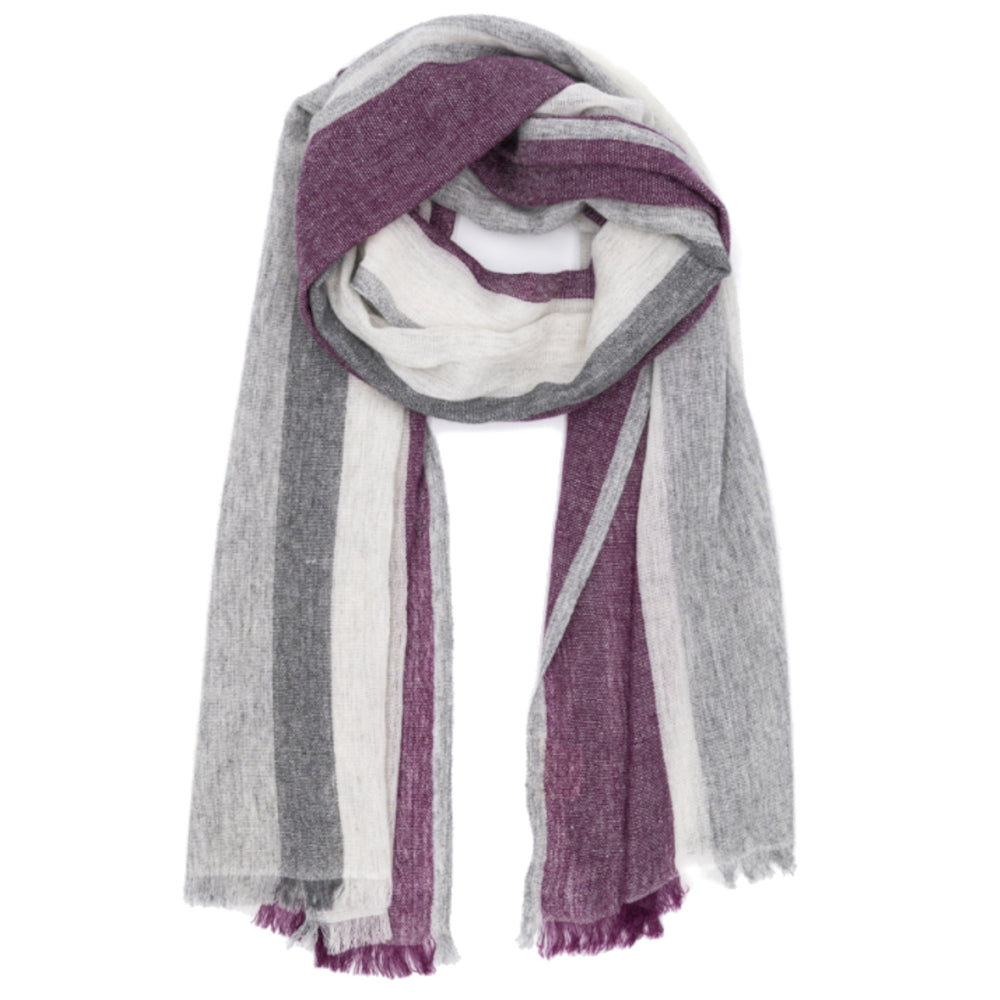 Scarf, gray with color stripes