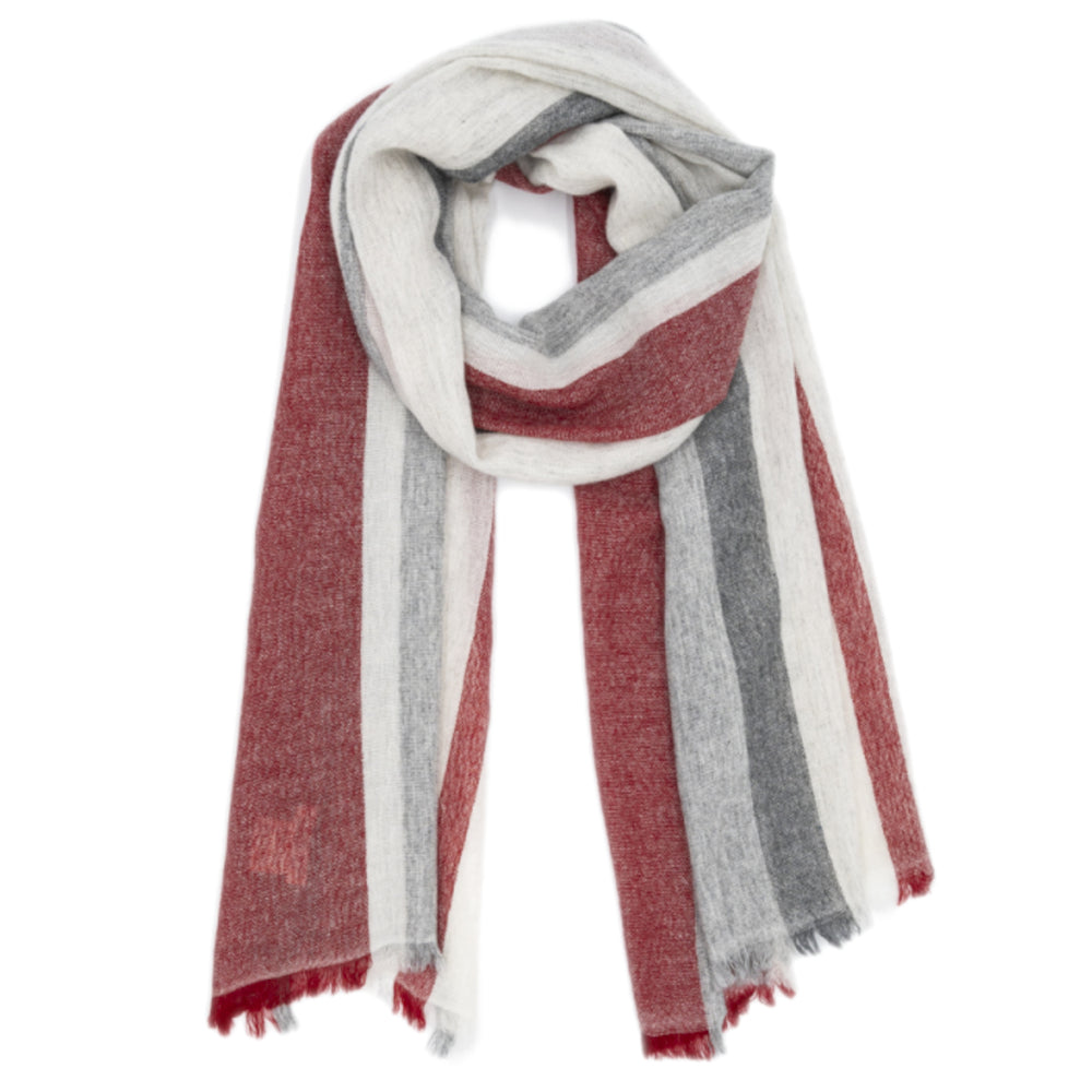 Scarf, gray with color stripes